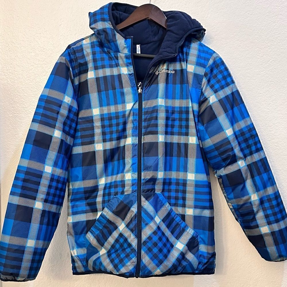 Columbia Reversible Jacket. Blue Plaid. Size M